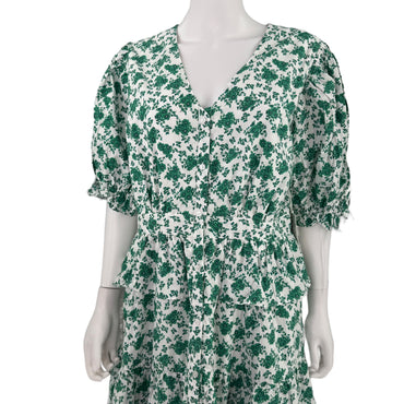 Hyacinth House Green & White Floral Irenea Midi Dress